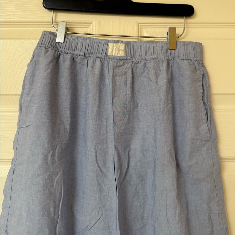 J.Crew End-On-End Wide Leg Cotton Pajama Pants in Light Blue - Picture 4 of 6